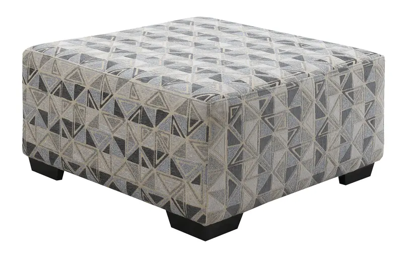 Berlin Compact Gray Herringbone And Sanded Microfiber Ottoman 1