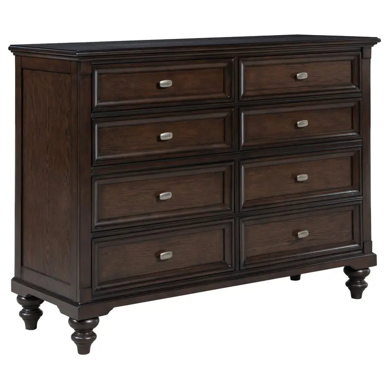 Berwick Dark Oak 8-Drawer Dresser With Felt-Lined Compartments 1