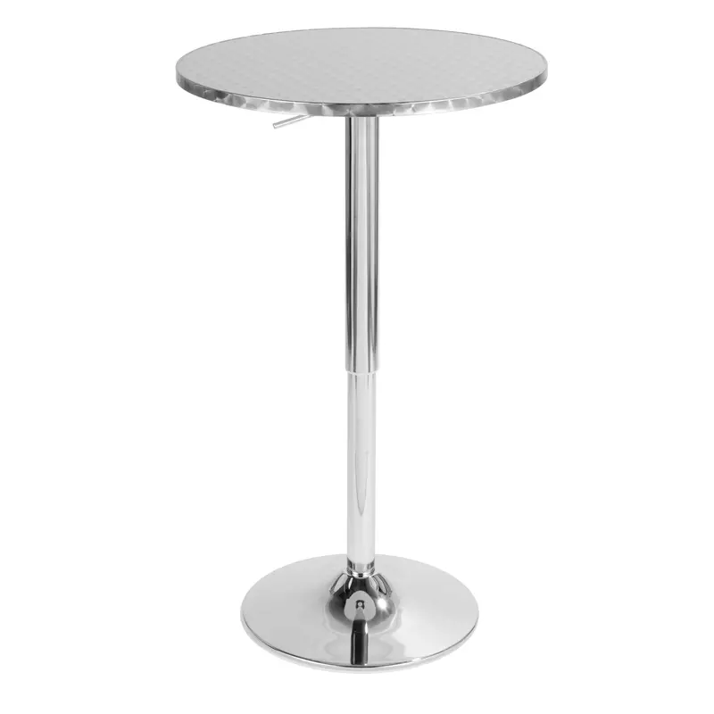 Bistro Adjustable Round Bar Table – Polished Silver 1