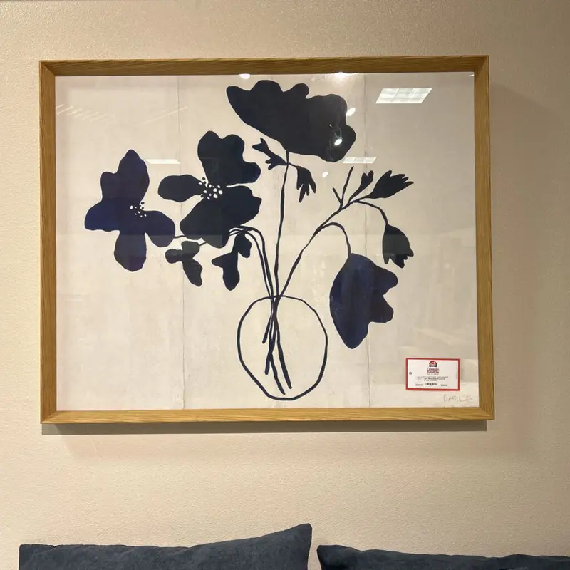 Black And White Floral Wall Art In Lightweight Frame (Klh) 1