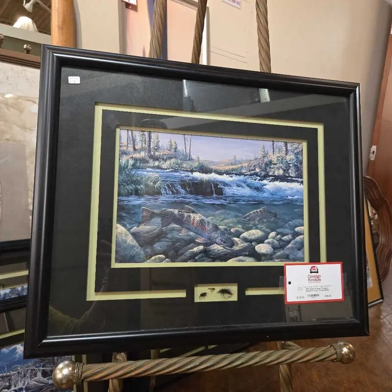 Black-Framed Oregon Rainbow Trout Wildlife Art Print 1