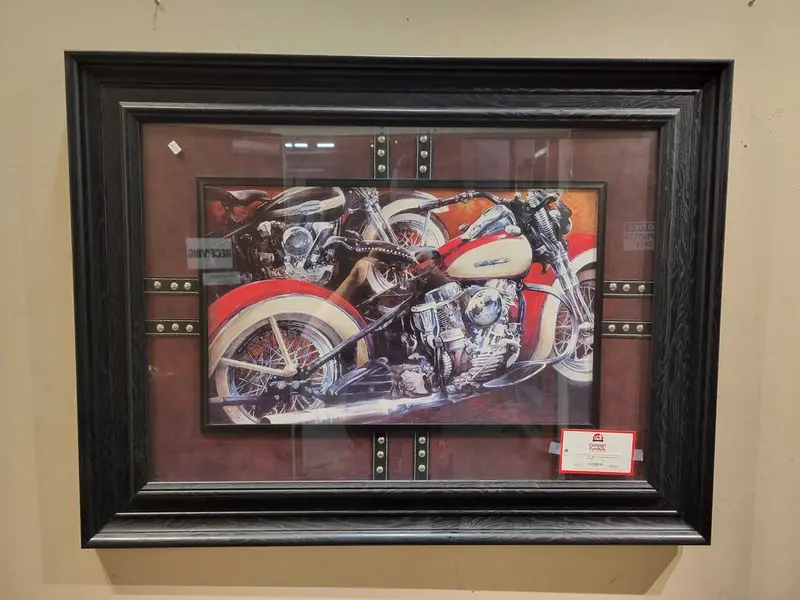 Black Framed Vintage Motorcycle Wall Art Print (Sk) 1