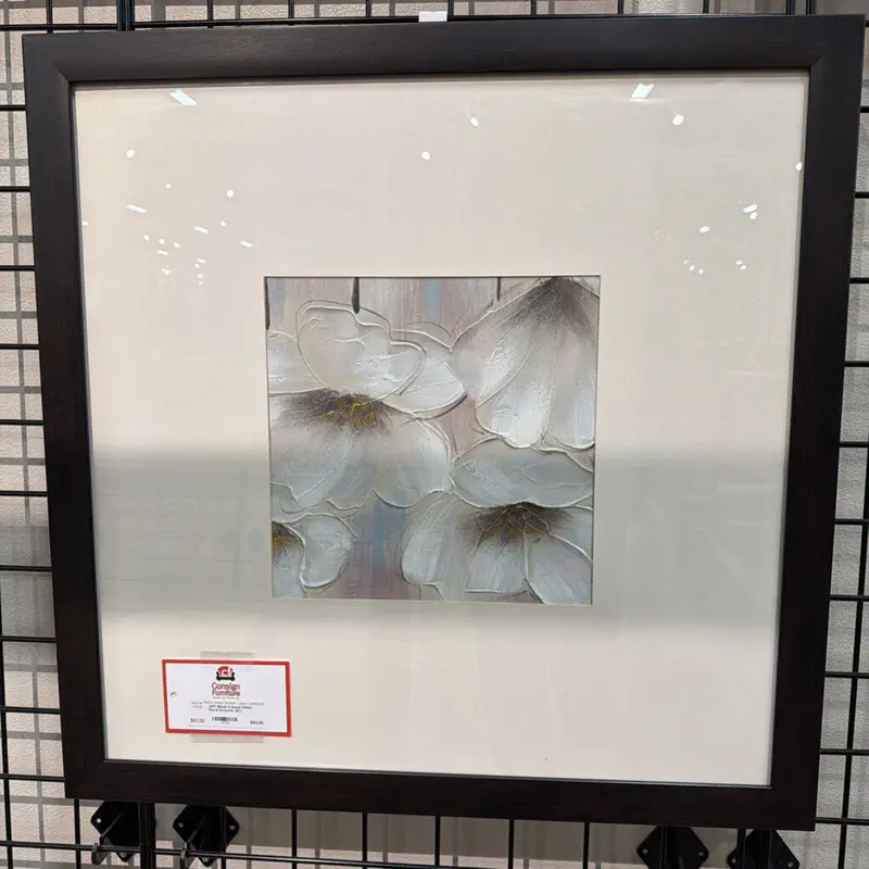 Black Framed White Floral Wall Art Print (Kl) 1