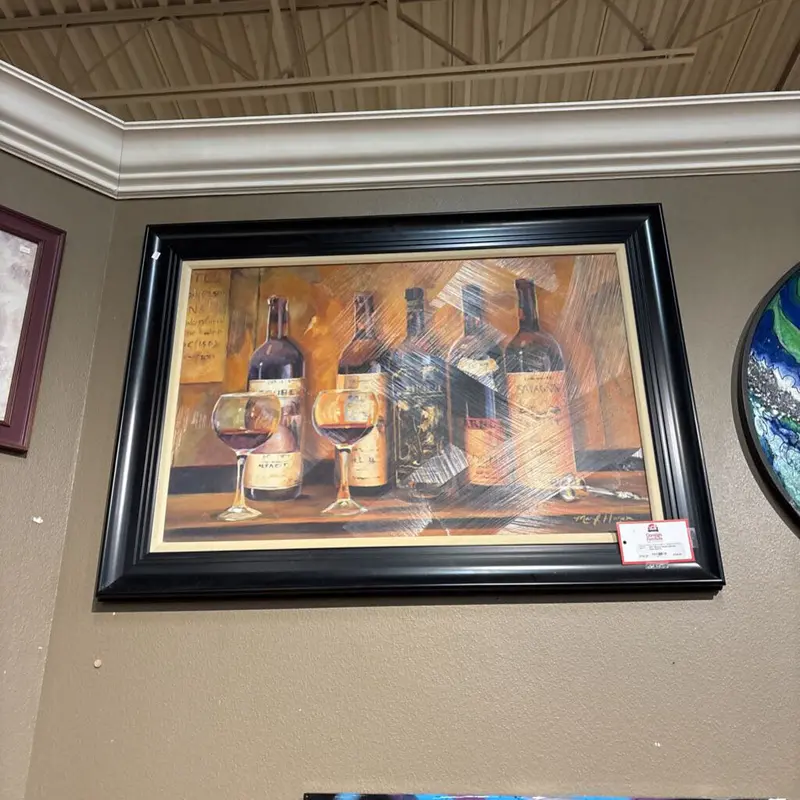 Black Framed Wine Bottle Art Print – Five-Bottle Still Life Wall Decor 1