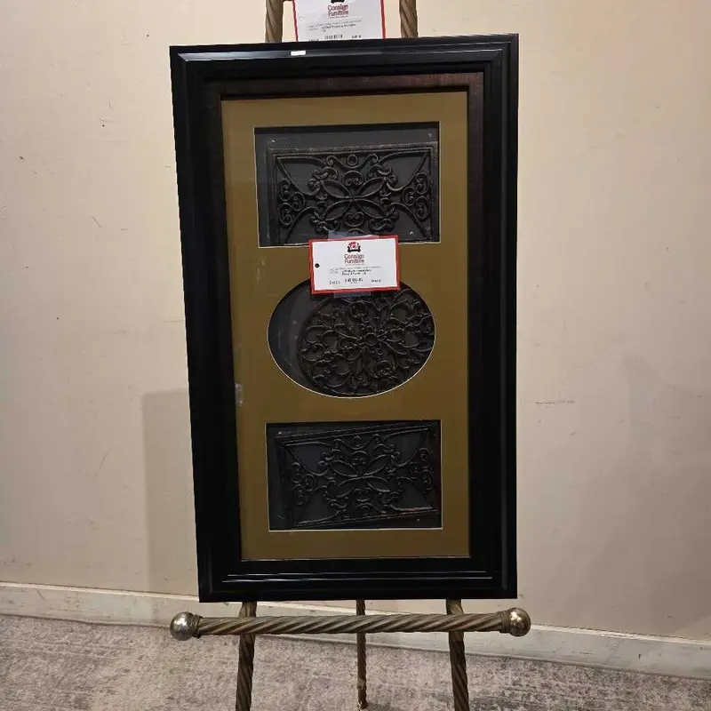 Black Metal Wall Art With Slim Frame (Ls) 1
