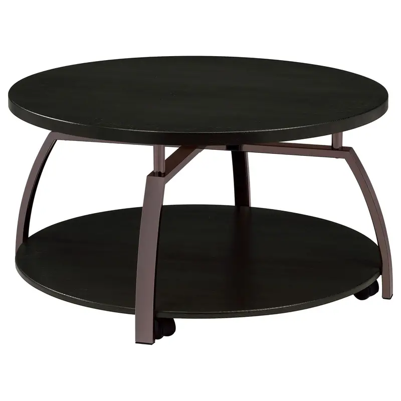 Black Round Coffee Table – Open Shelf Storage & Minimalist Silhouette 1