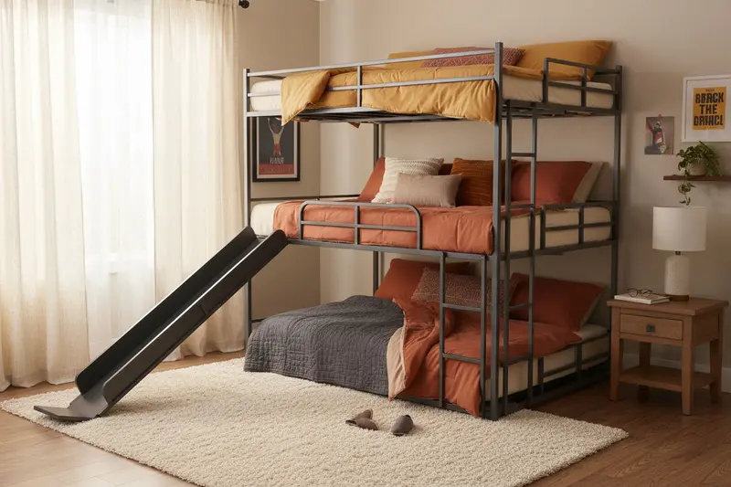 Black Twin Loft Bed With Integrated Slide And Ladder For Compact Spaces 1