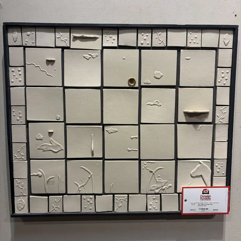 Black Wooden Frame Tile-Inspired Wall Art (At) 1