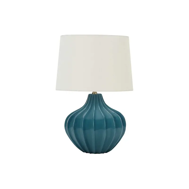 Blue Ceramic Table Lamp — Artful Transitional Accent 1