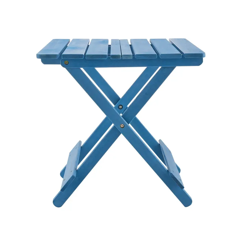 Blue Folding Square Patio Table – Compact Backyard Or Balcony Dining Solution 1