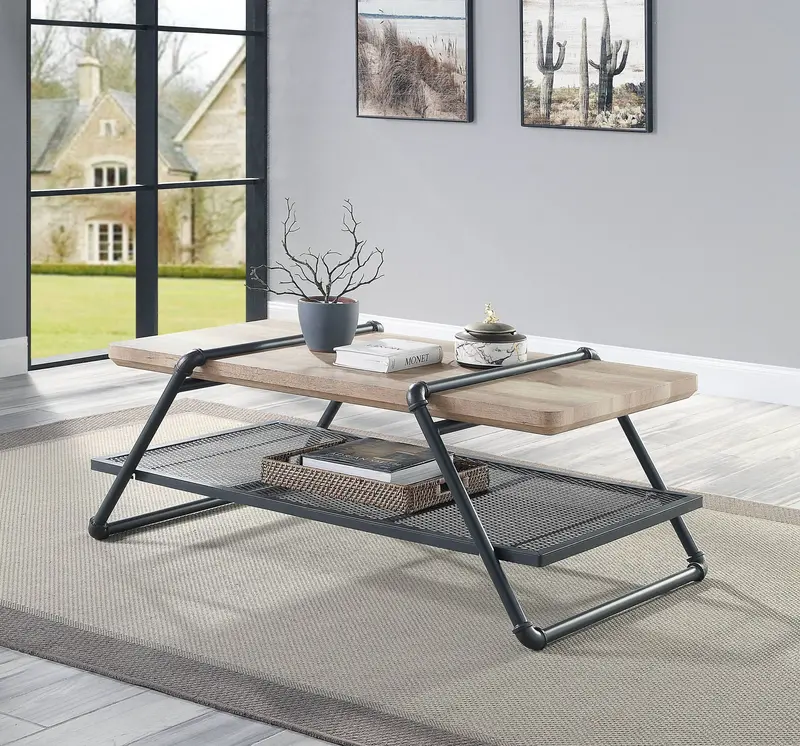 Brantley Coffee Table – Dual-Tone Oak And Sandy Gray Surface 1