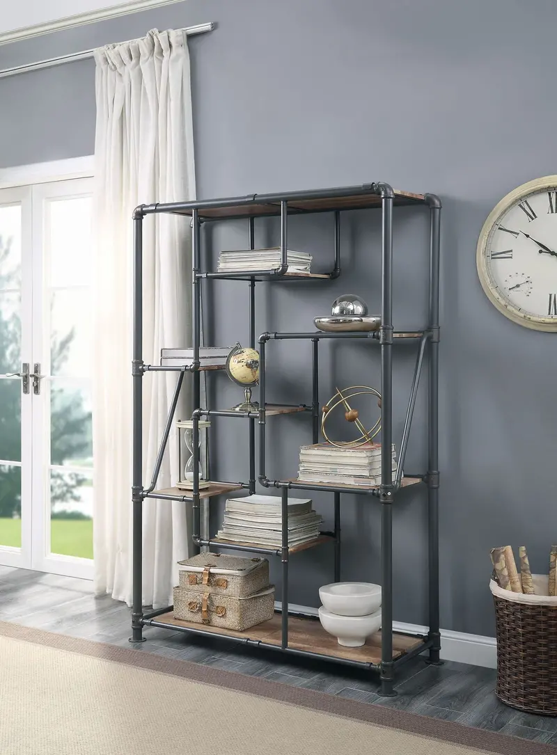 Brantley Vintage-Inspired Bookshelf In Solid Oak Look 1