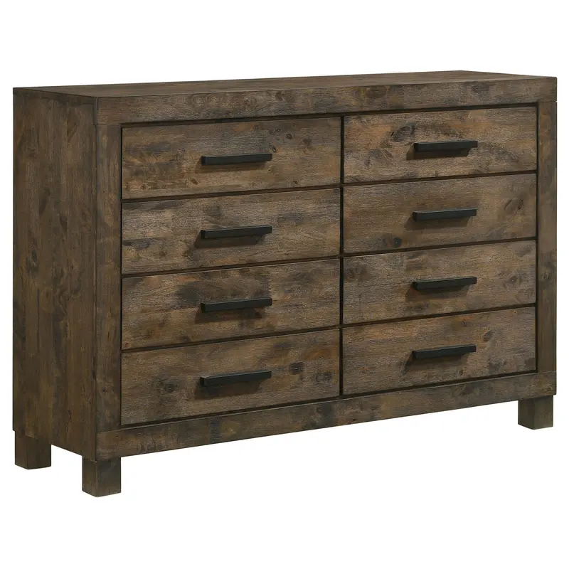 Bren Dresser: Rustic 8-Drawer Bedroom Storage Unit With Decorative Pull Handles 1