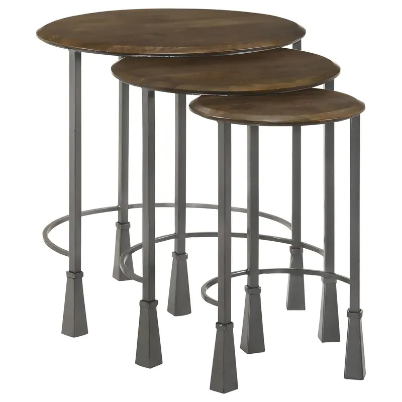 Brown 3-Piece Nesting Table Set – Space-Saving Design 1