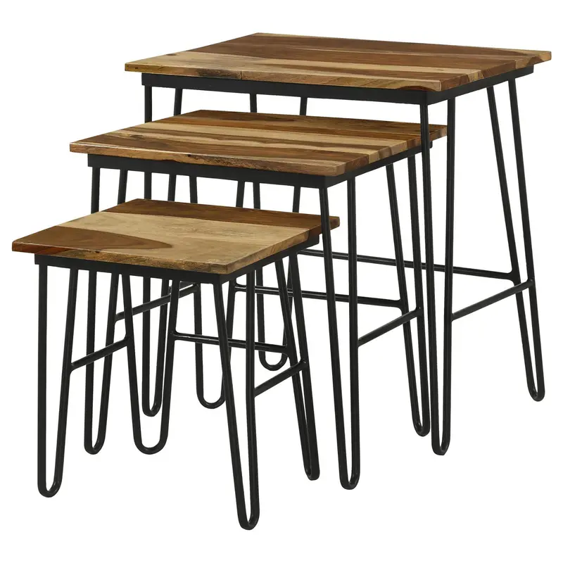 Brown 3-Piece Nesting Tables – Hairpin-Leg Construction 1