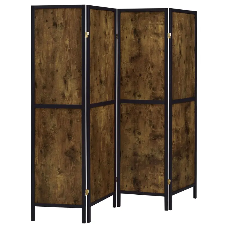 Brown 4-Panel Folding Room Divider Screen 1