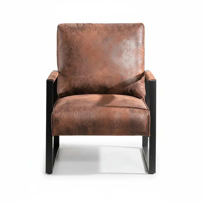 Brown Accent Armchair – Durable Square-Frame Living Room Chair 1