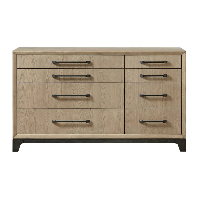 Brown Eight-Drawer Dresser With Decorative Feet And Pull Handles 1