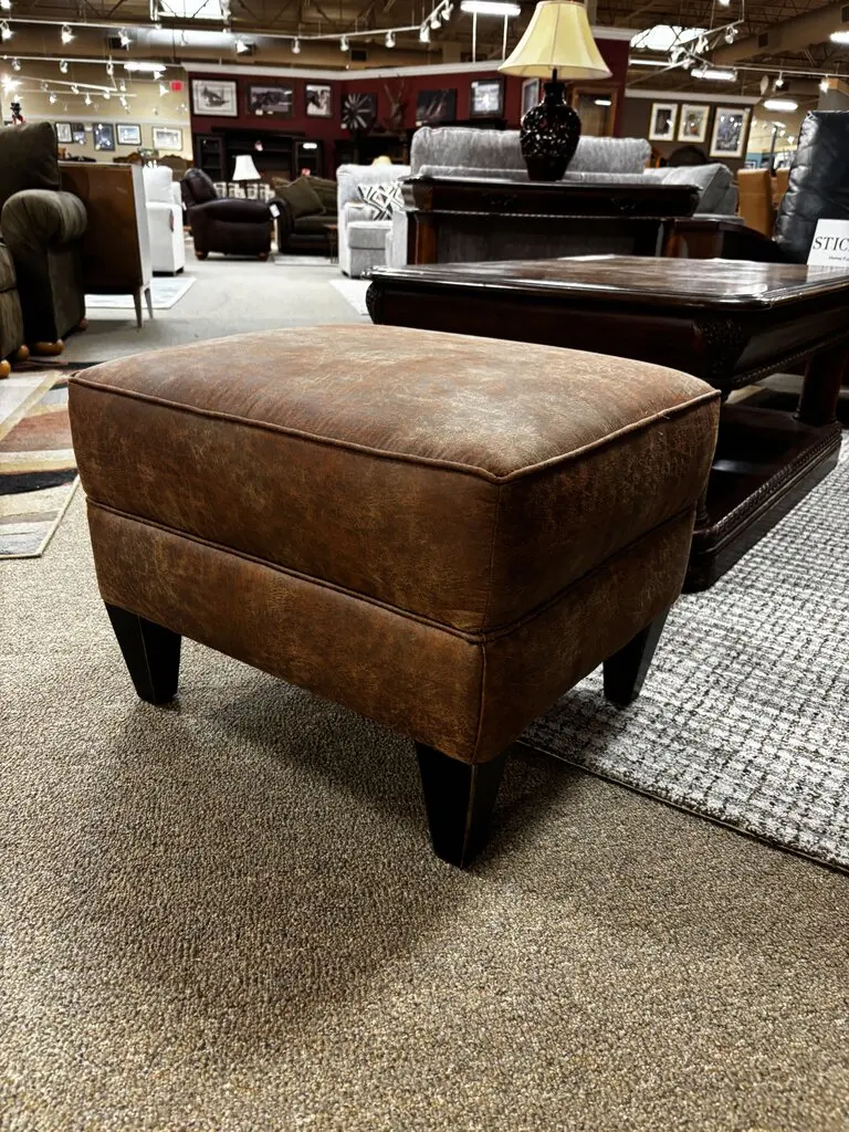 Brown Fabric Ottoman With Soft-Touch Upholstery And Solid Wood Frame 1