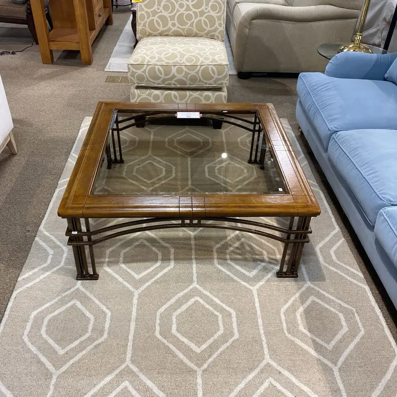 Btk-Style Leather And Metal Coffee Table 1