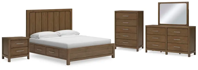 Cabalynn King Panel Storage Bedroom Set: Bed, Mirrored Dresser, Chest & Nightstand 1