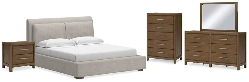 Cabalynn King Upholstered Bed With Full Mirrored Bedroom Set 1