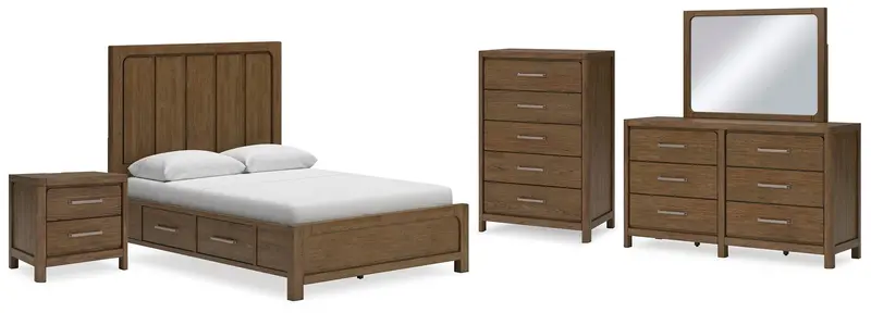 Cabalynn Queen Storage Panel Bed With Mirrored Dresser, Chest & Nightstand 1