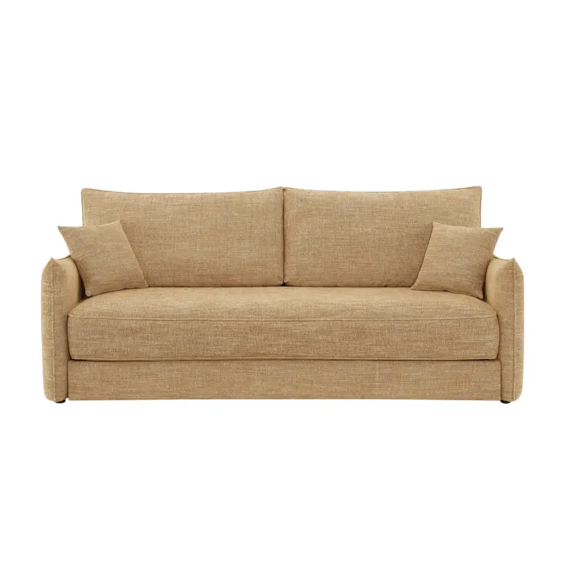 Cadie Contemporary Sofa With Two Mocha-Tone Pillows And Flared Arms 1