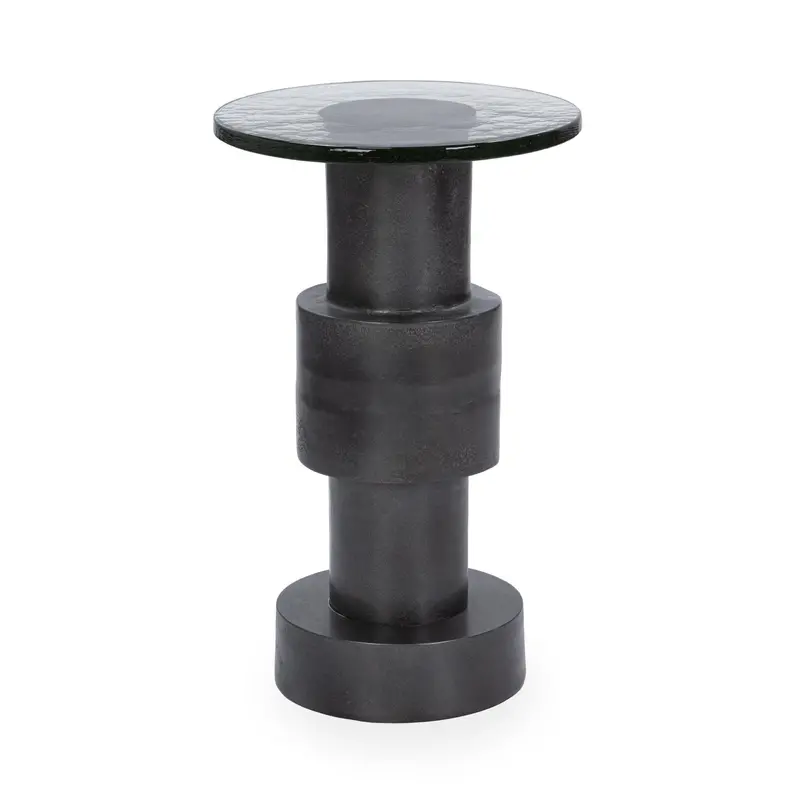 Callen Round Accent Table In Antique Nickel Finish 1