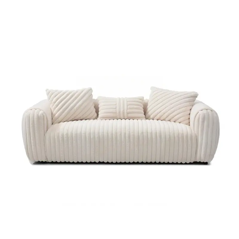 Cancun Contemporary Sofa – Minimalist White Upholstered Three-Seater 1