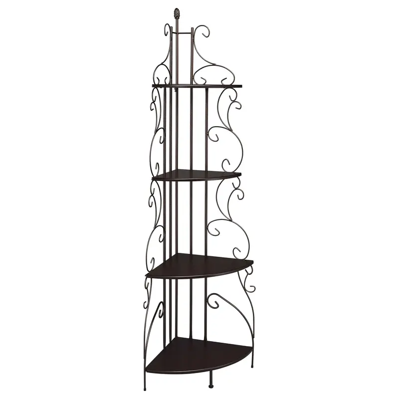 Cappuccino 4-Shelf Corner Bookcase 1