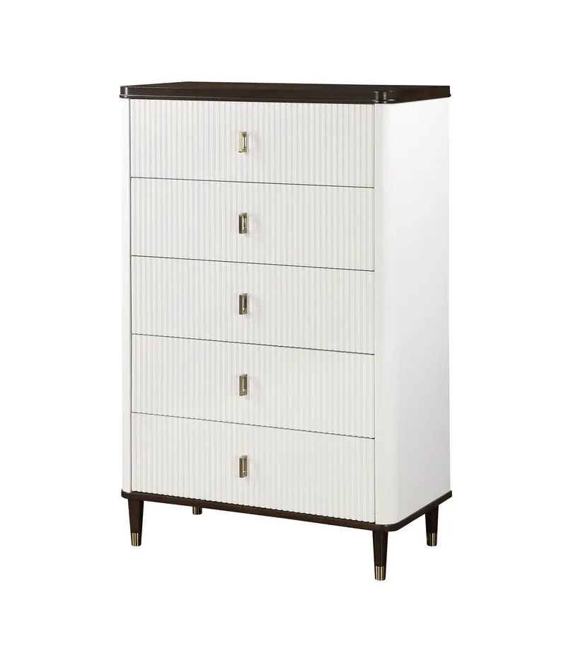 Carena Two-Tone Chest – White And Walnut Veneer Storage Unit 1