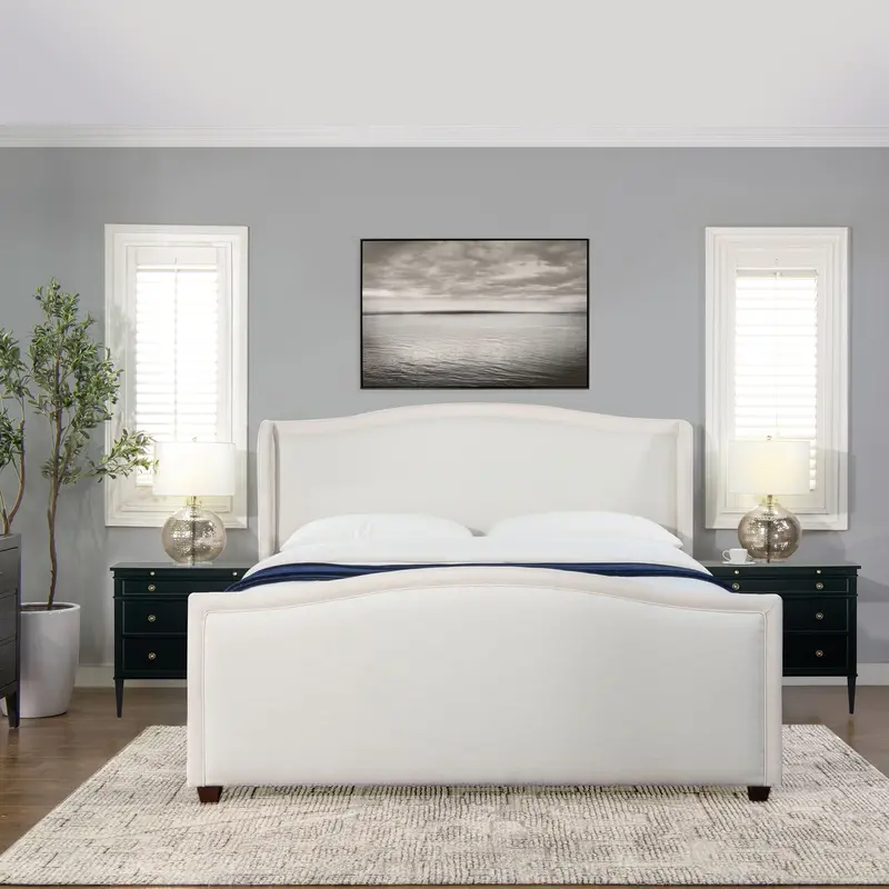 Carmen Wingback Panel Bed Frame – Upholstered Headboard Design 1