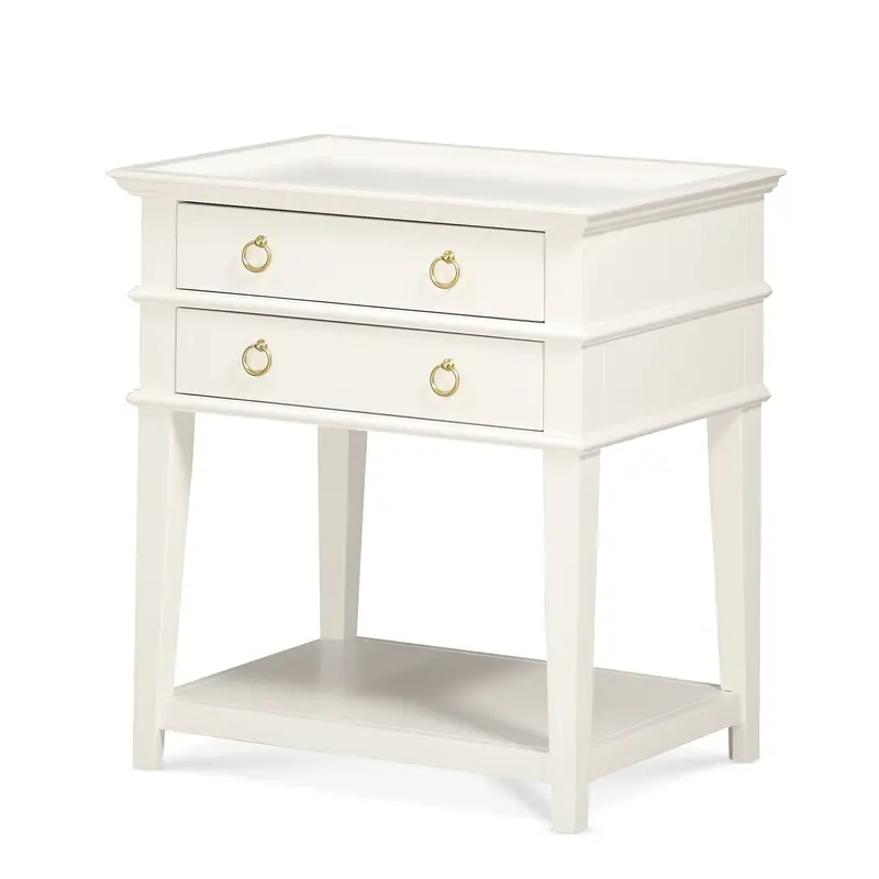 Carmona Two-Drawer Tray-Top Nightstand With Antique Hardware 2