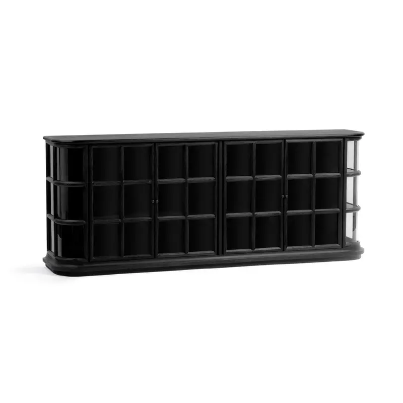Carson Loft Black 4-Door Cabinet – Industrial Chic Style 1