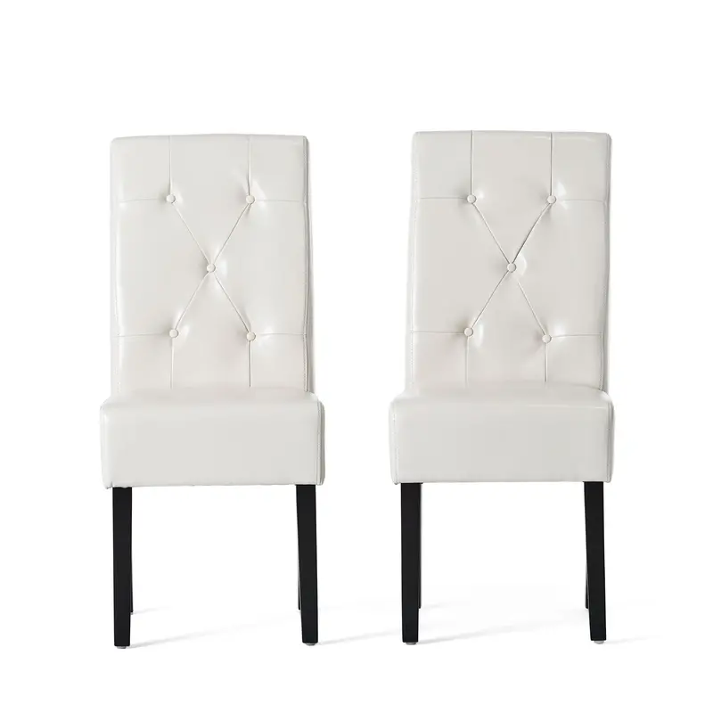 Carter Tufted Dining Chair With Espresso-Stained Legs – Ivory Upholstery 1