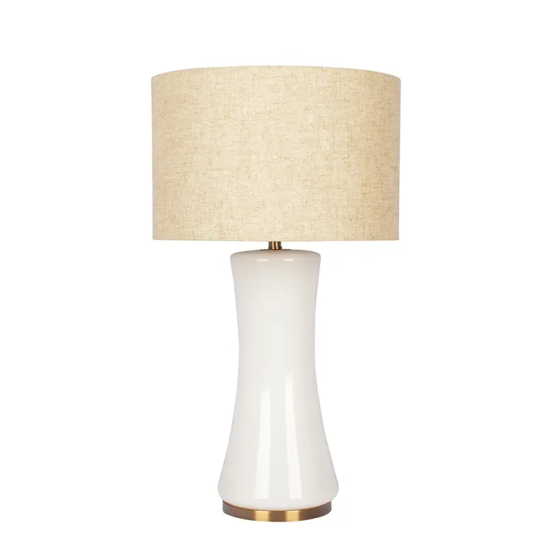 Cascade Beige And Gold Table Lamp With Ceramic Base And White Shade 1