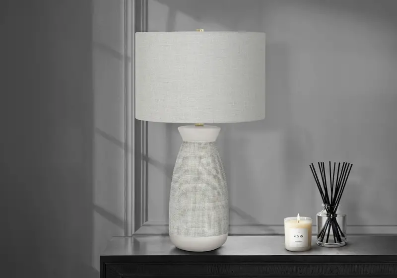 Ceramic Contemporary Table Lamp In Soft Gray 1
