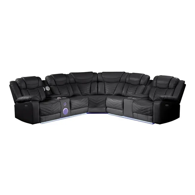 Challenger Reclining Sectional Sofa With Built-In Usb-C Ports, Bluetooth Audio, And Power Adjustment 1