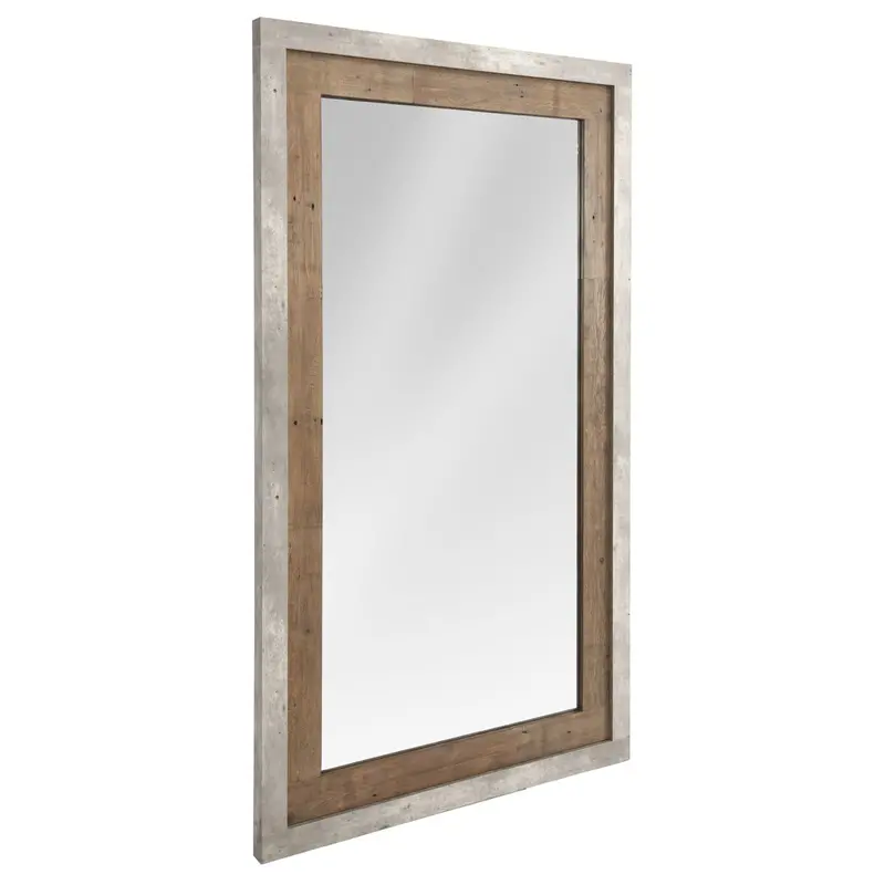 Charlotte Natural Wood And Weathered Cement Wall Mirror 1