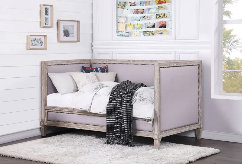 Charlton Beige Twin Daybed With Weathered Oak Frame 1