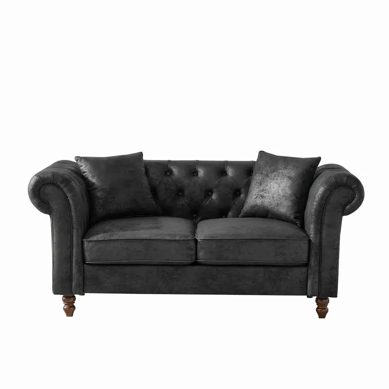 Chesterfield Loveseat – High-Tech Fabric, Roll Armrests & Traditional Nailhead Styling 1