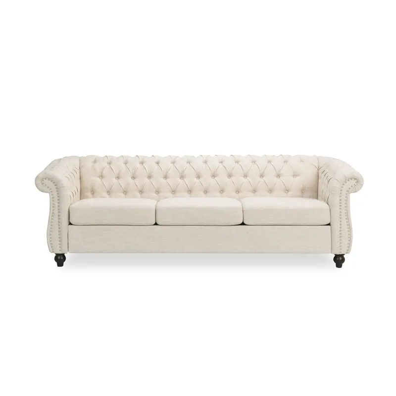 Chesterfield-Style Three-Seater Sofa – Deep Button Tufting 1