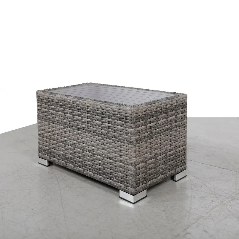 Chesterville Slatted Side Table – Aluminum-Topped Accent Table In Slate Gray 1