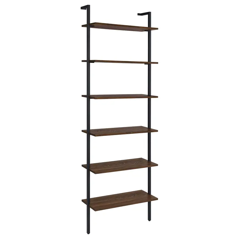 Christy-Owens Wall-Mounted 6-Shelf Bookshelf – Walnut Finish Floating Library Unit 1
