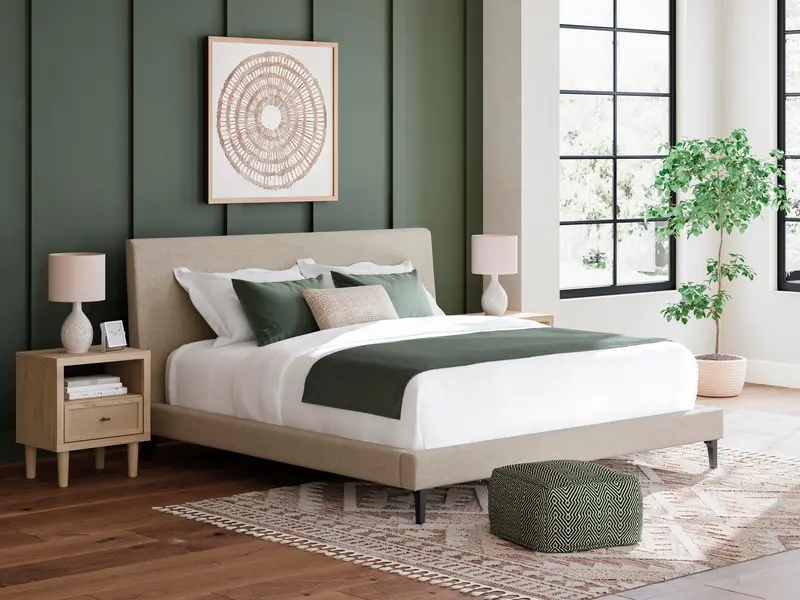 Cielden Upholstered Cal King Bed Frame With Roll Slats Support System 1