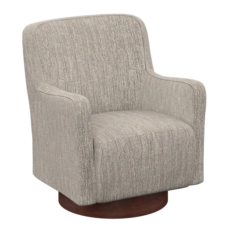 Clara Speckled Tan Swivel Chair With Wood Base 1
