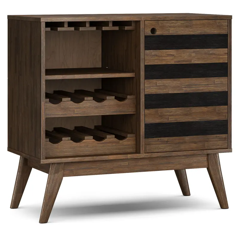 Clarkson Freestanding Wine Cabinet In Warm Brown Finish 1
