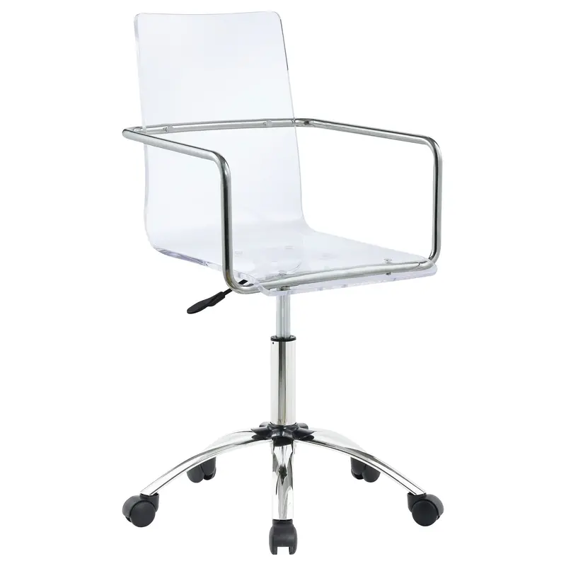 Clear Acrylic Adjustable-Height Swivel Office Chair With Modern Base 1