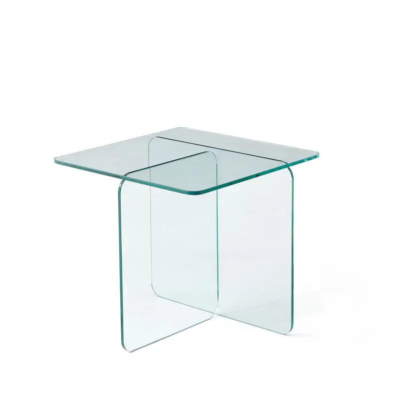 Clear Tempered Glass Side Table With Minimalist Stainless Steel Base 1